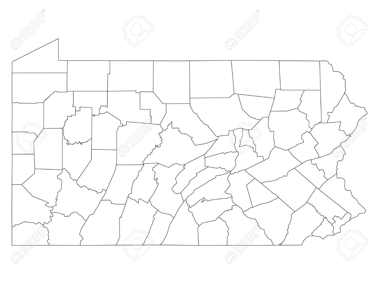 White outline counties map of us state of pennsylvania royalty free svg cliparts vectors and stock illustration image