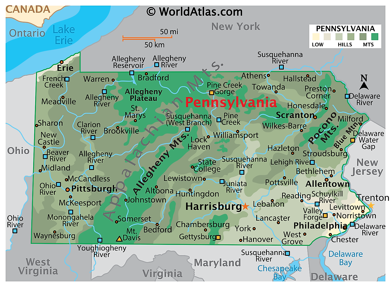 Pennsylvania maps facts