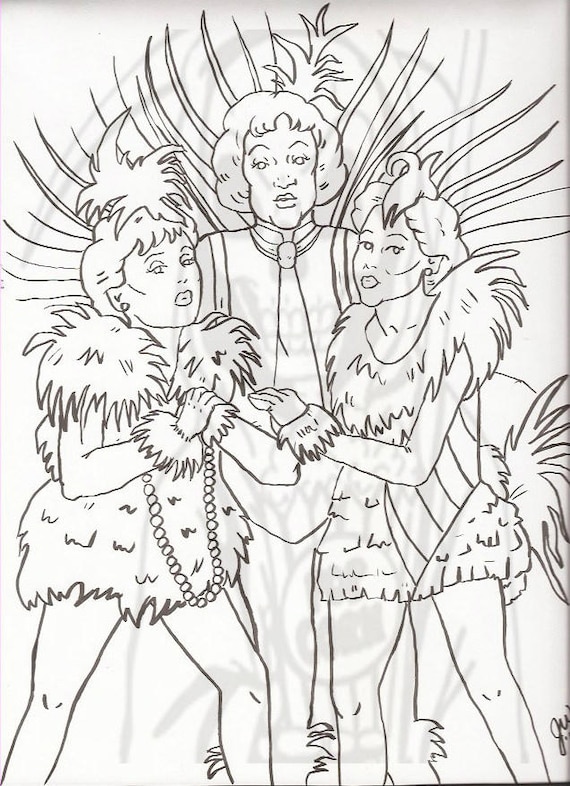 The golden girls henny penny coloring page goosey loosey turkey lurkey hand drawn
