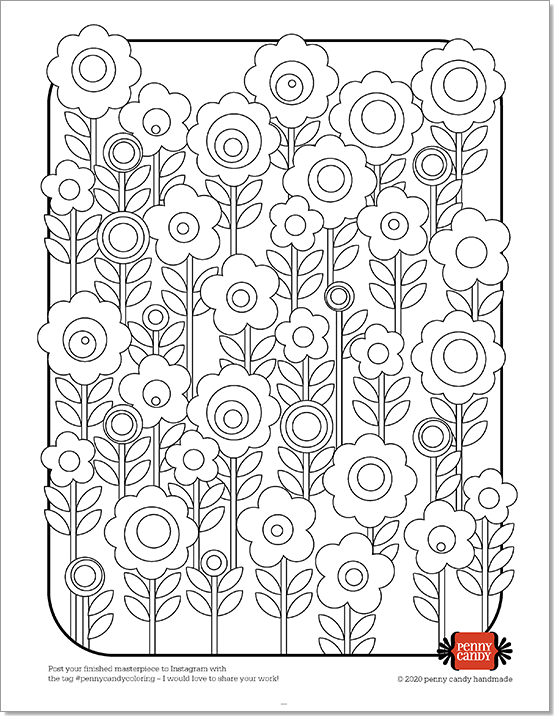Shelter in place project coloring contest and free fabric â penny candy design