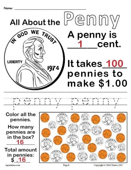 Penny coloring page worksheets