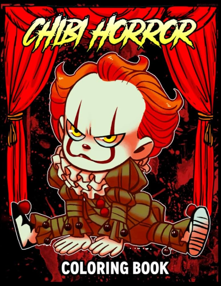 Chibi horror coloring book creepy illustration designs of chibi characters from classic horror movies for fans relaxation stress relief lawson gary books