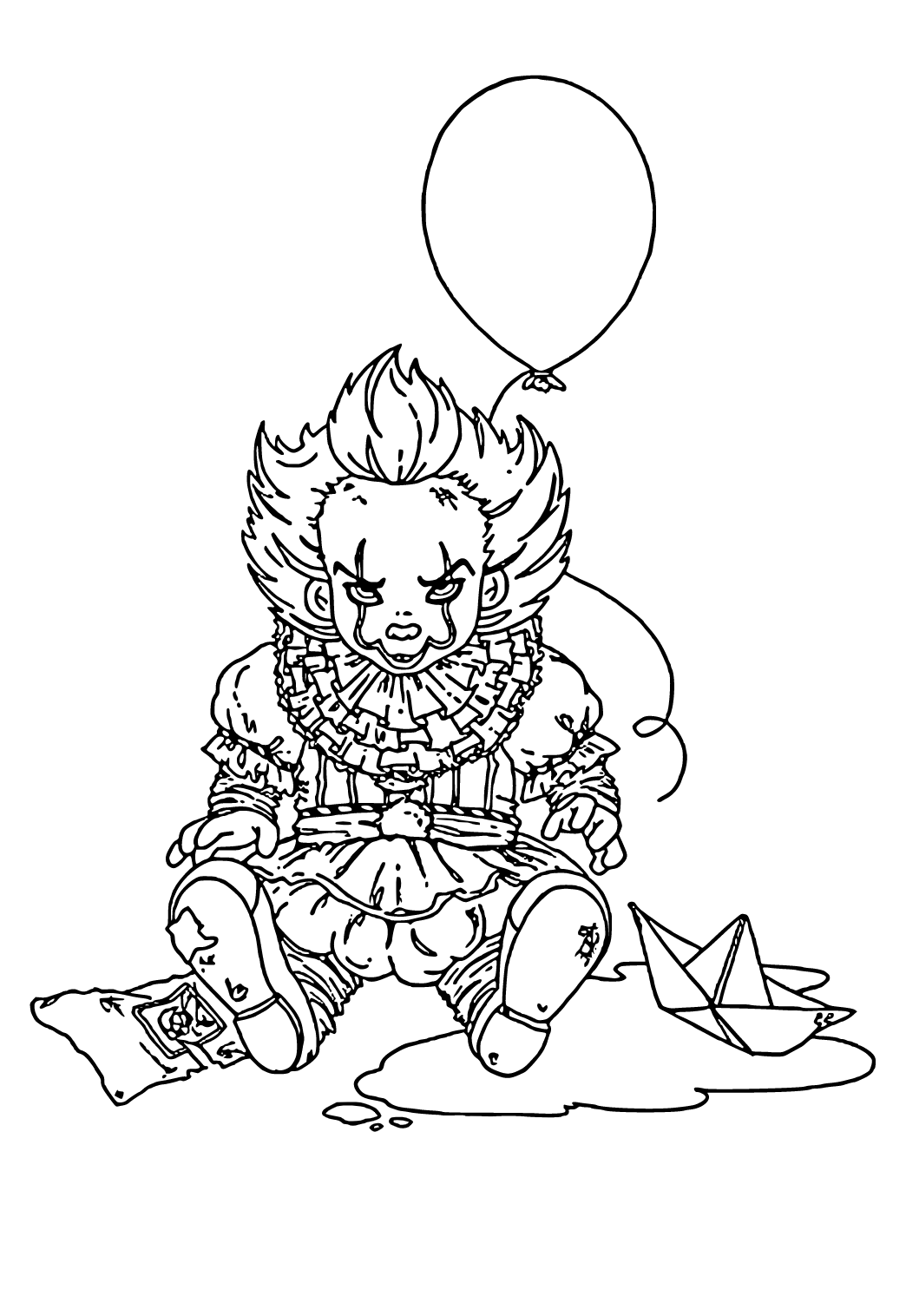 Free printable pennywise puddle coloring page sheet and picture for adults and kids girls and boys