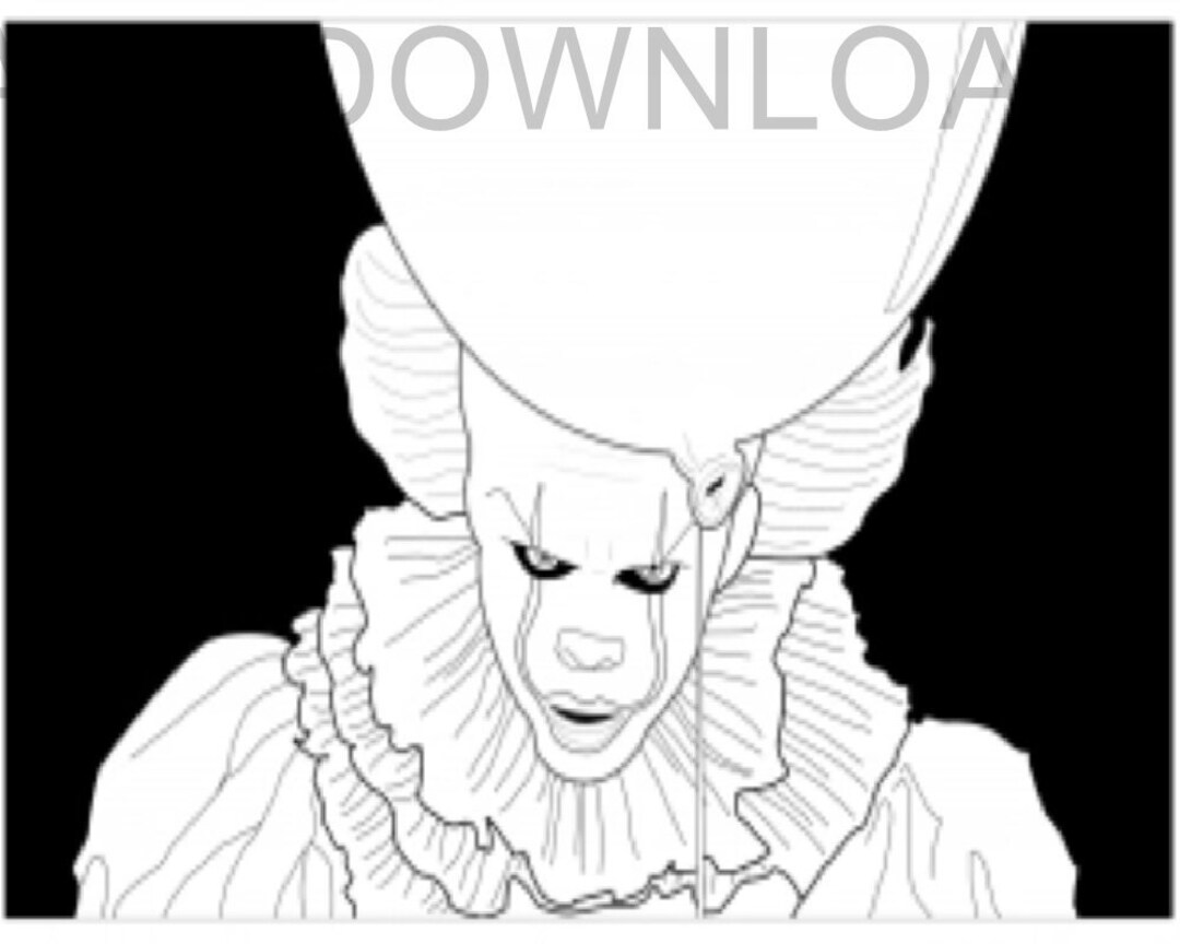 Printable halloween coloring pageinstant downloaddigital fileevil halloween clown x printabler