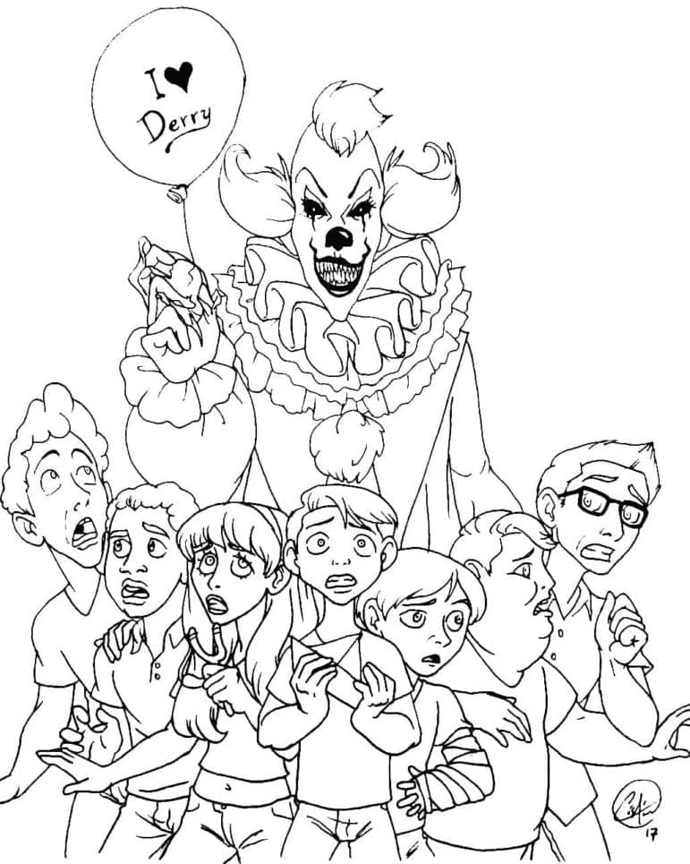 Creepy pennywise coloring page