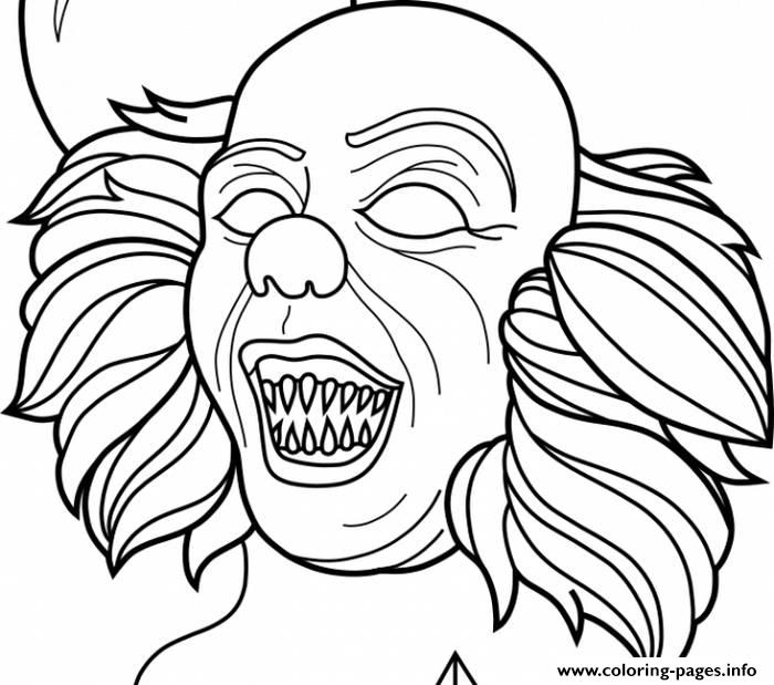 Scary clown pennywise horror coloring page printable