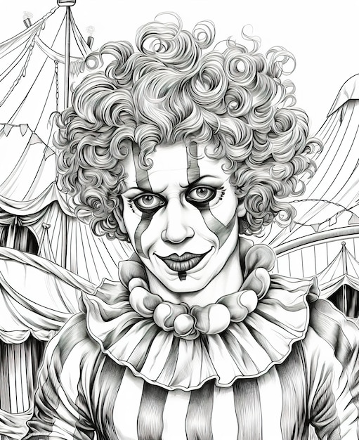 Premium ai image coloring page for adults circus freakshow people