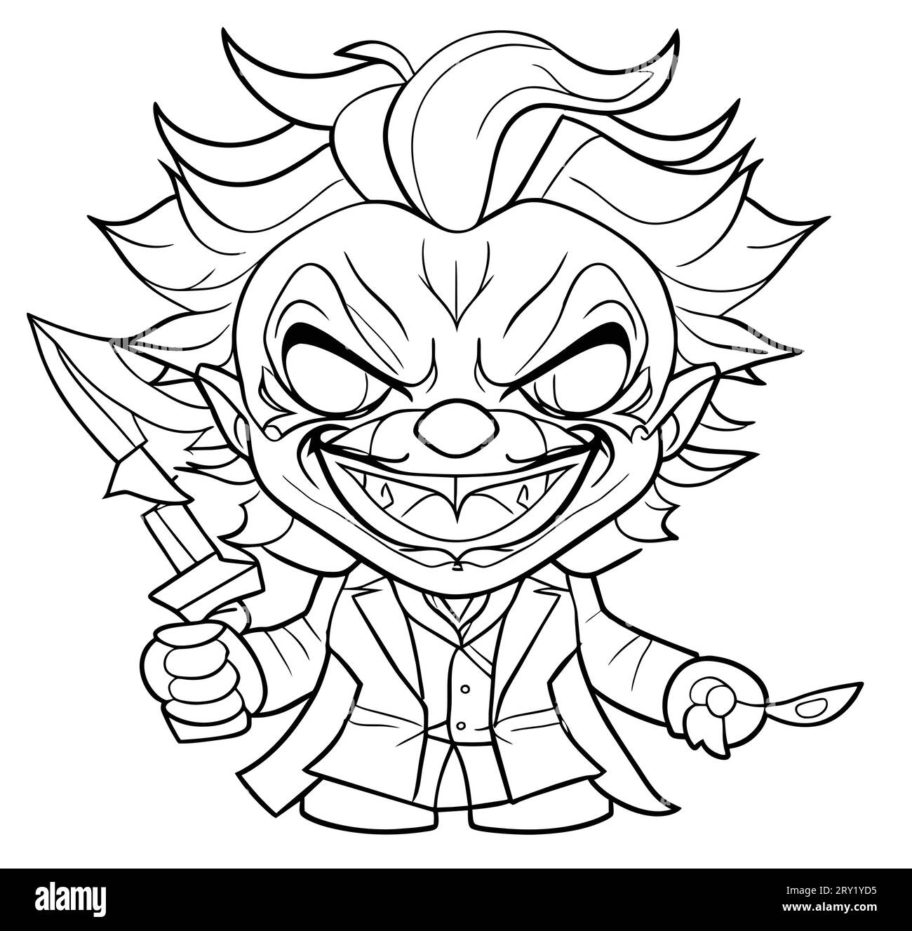 Vampire with knife coloring page vector hi