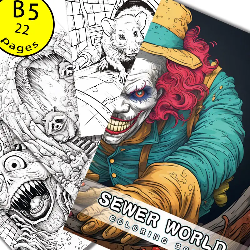 Original upgraded thick pages sewer world coloring book adult stress relief coloring book halloween party gift