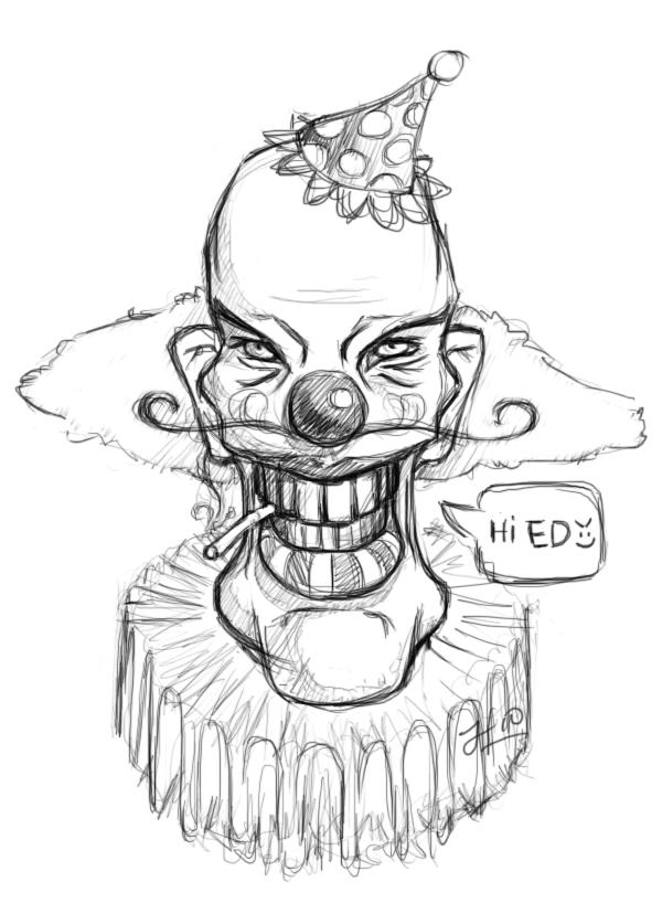 Drawing scary clown by jinnybear on