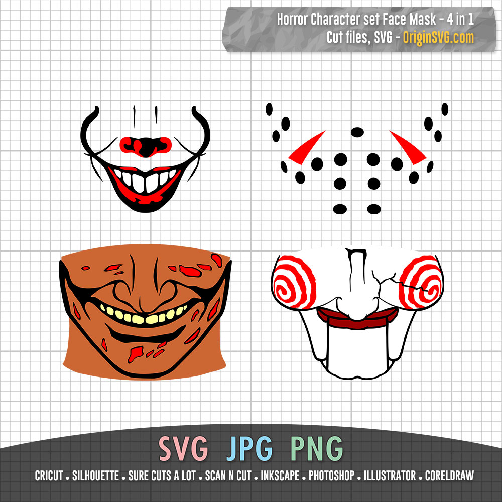Halloween face mask in pennywise mouth billy saw doll mouth jason voorhees freddy krueger