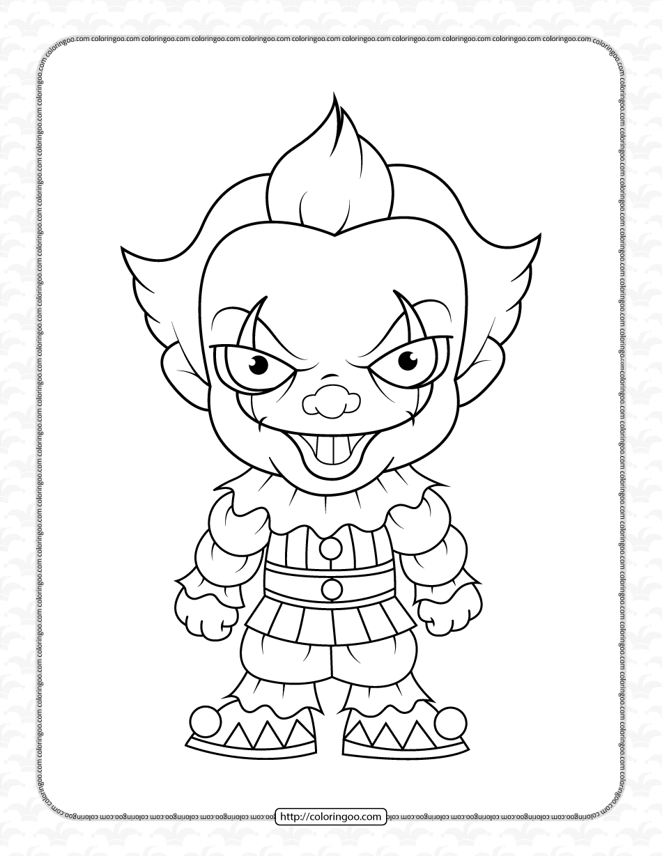 Scary clown coloring pages