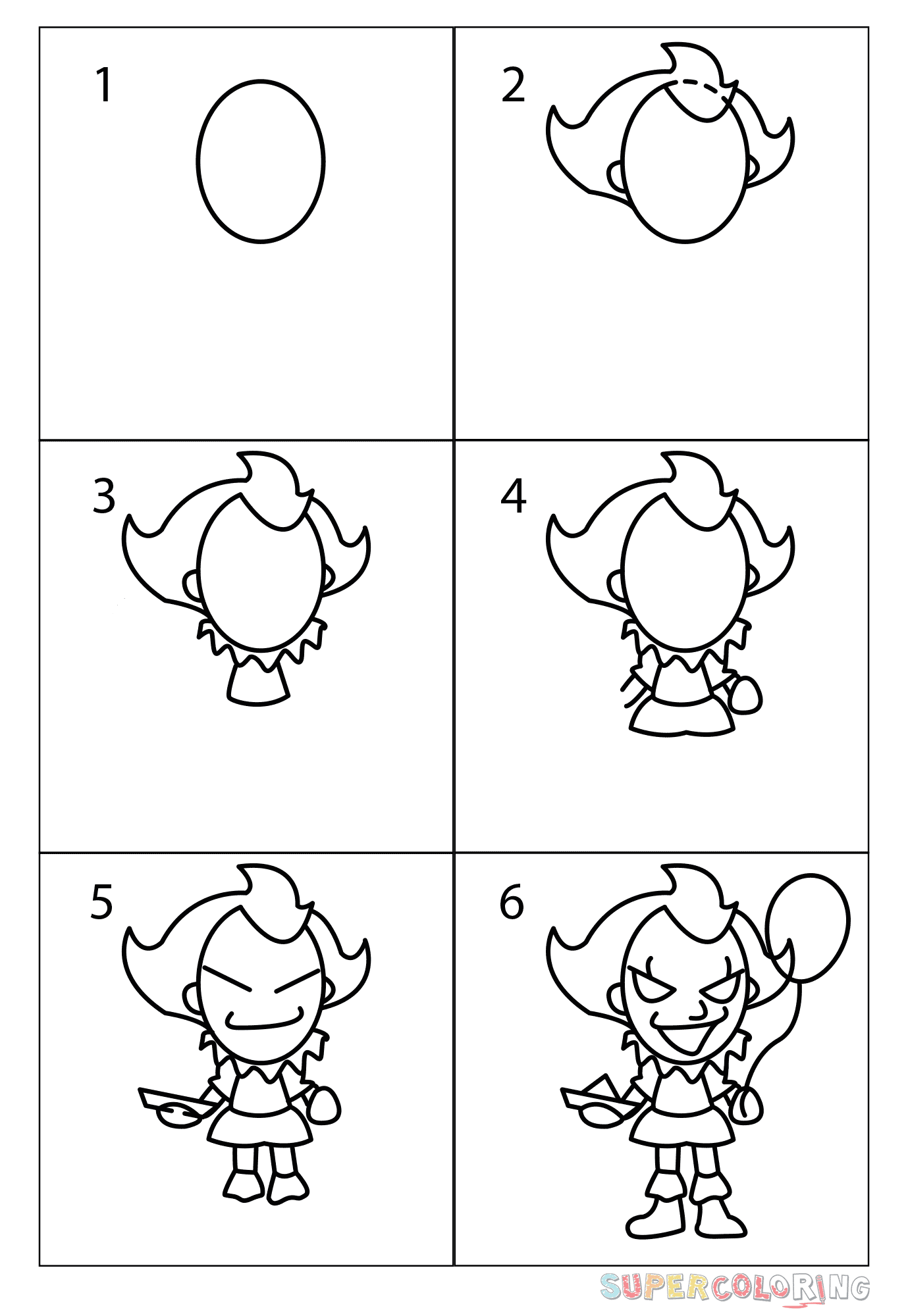 How to draw chibi pennywise free printable puzzle games