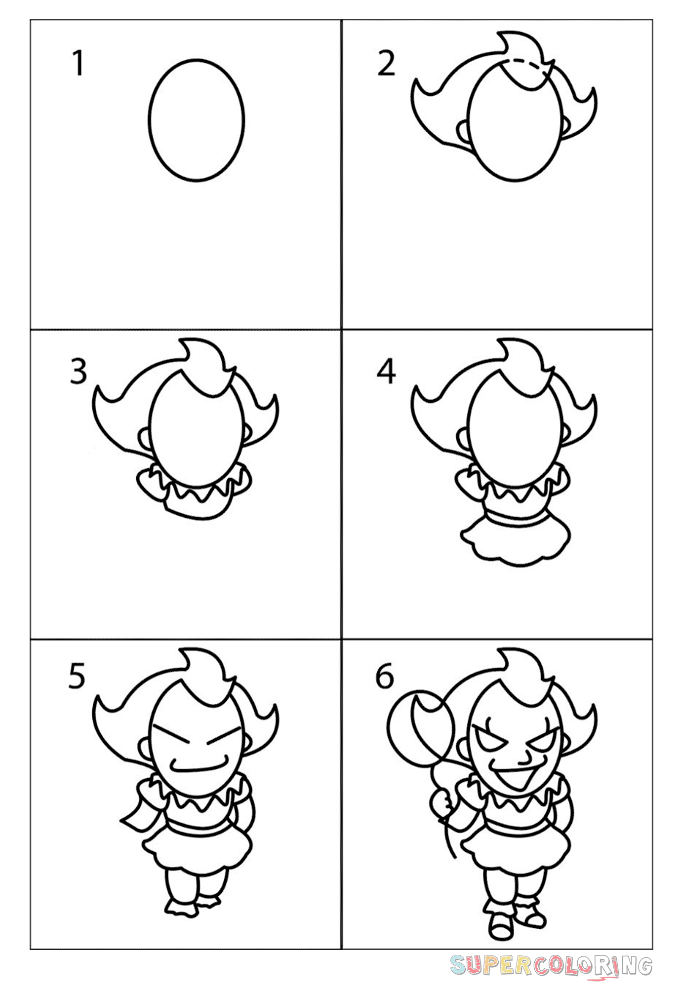 How to draw chibi evil clown pennywise free printable puzzle games