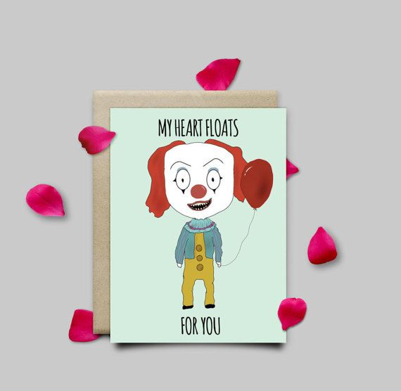 Pennywise it horror valentines card valentines cards valentine day cards halloween prints