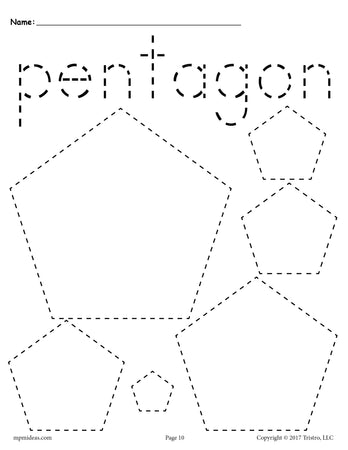 Pentagon worksheets printables tracing drawing coloring more â
