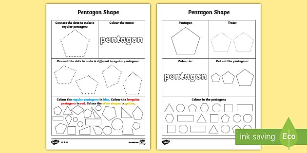 Pentagon shape worksheet geometry teacher made