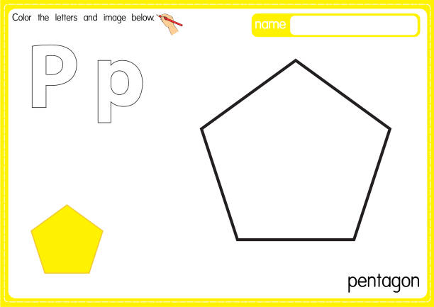 Drawing of d pentagon shape stock illustrations royalty