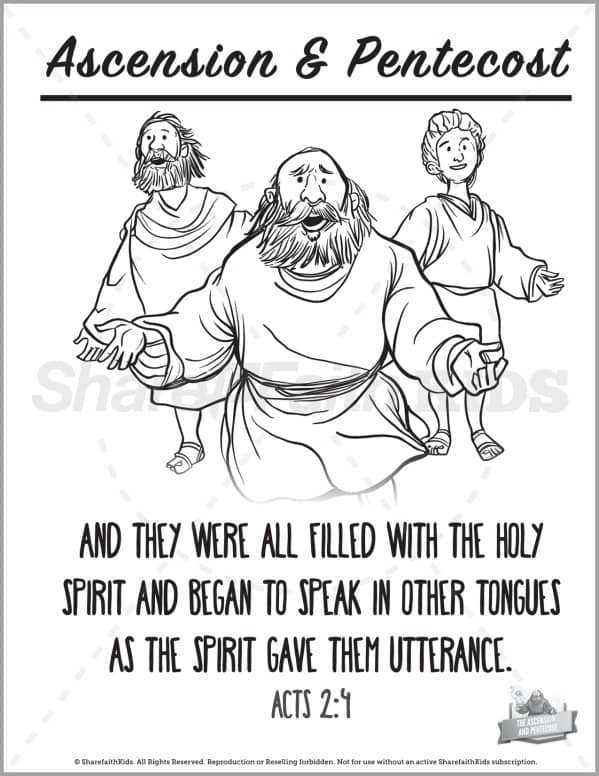 Acts the ascension and pentecost preschool coloring pages â