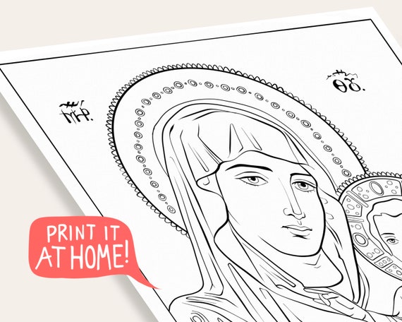 Christian orthodox icon of the virgin mary of jerusalem holy theotokos mother of god î îîîîîî printable sunday school coloring pages pdf