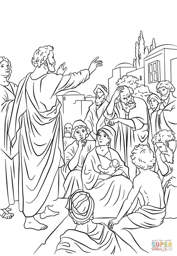 Peter preaching at pentecost coloring page free printable coloring pages jesus coloring pages bible coloring pages bible coloring