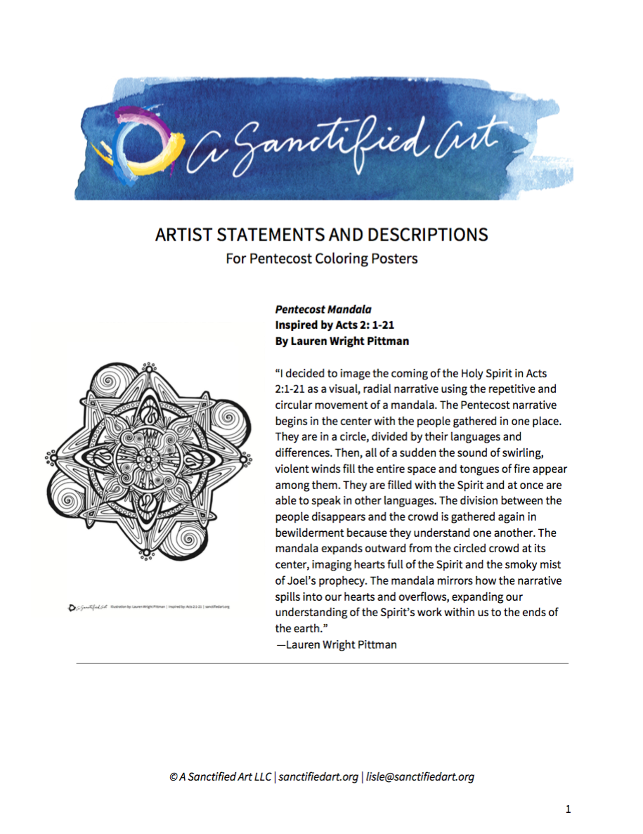 Pentecost coloring posters â a sanctified art