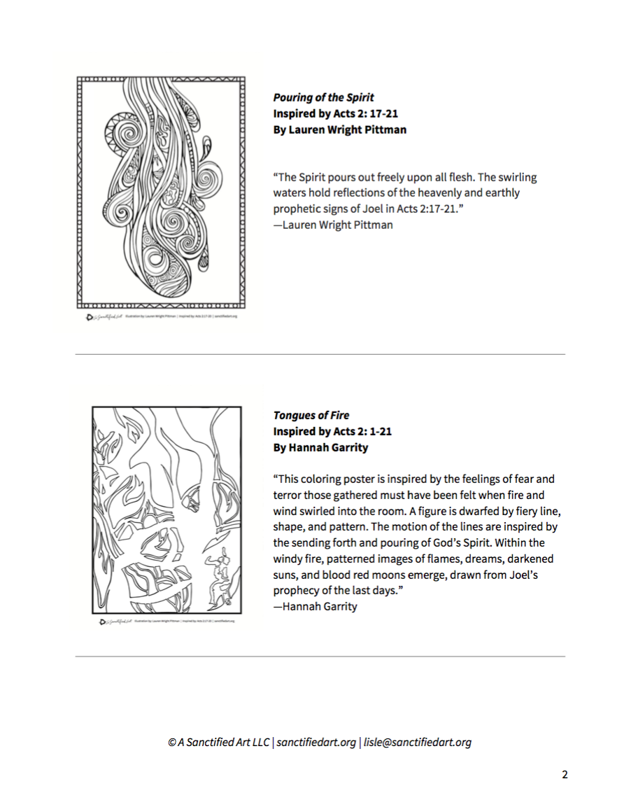Pentecost coloring posters â a sanctified art