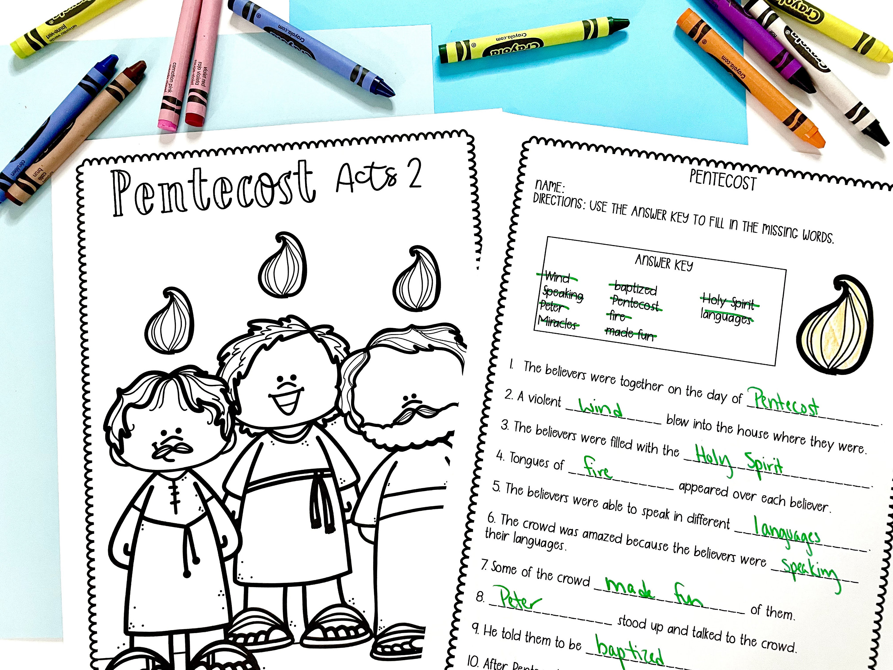 Pentecost printable activity sheets craft for sunday school or bible class print and go bible lesson for elementary students download now