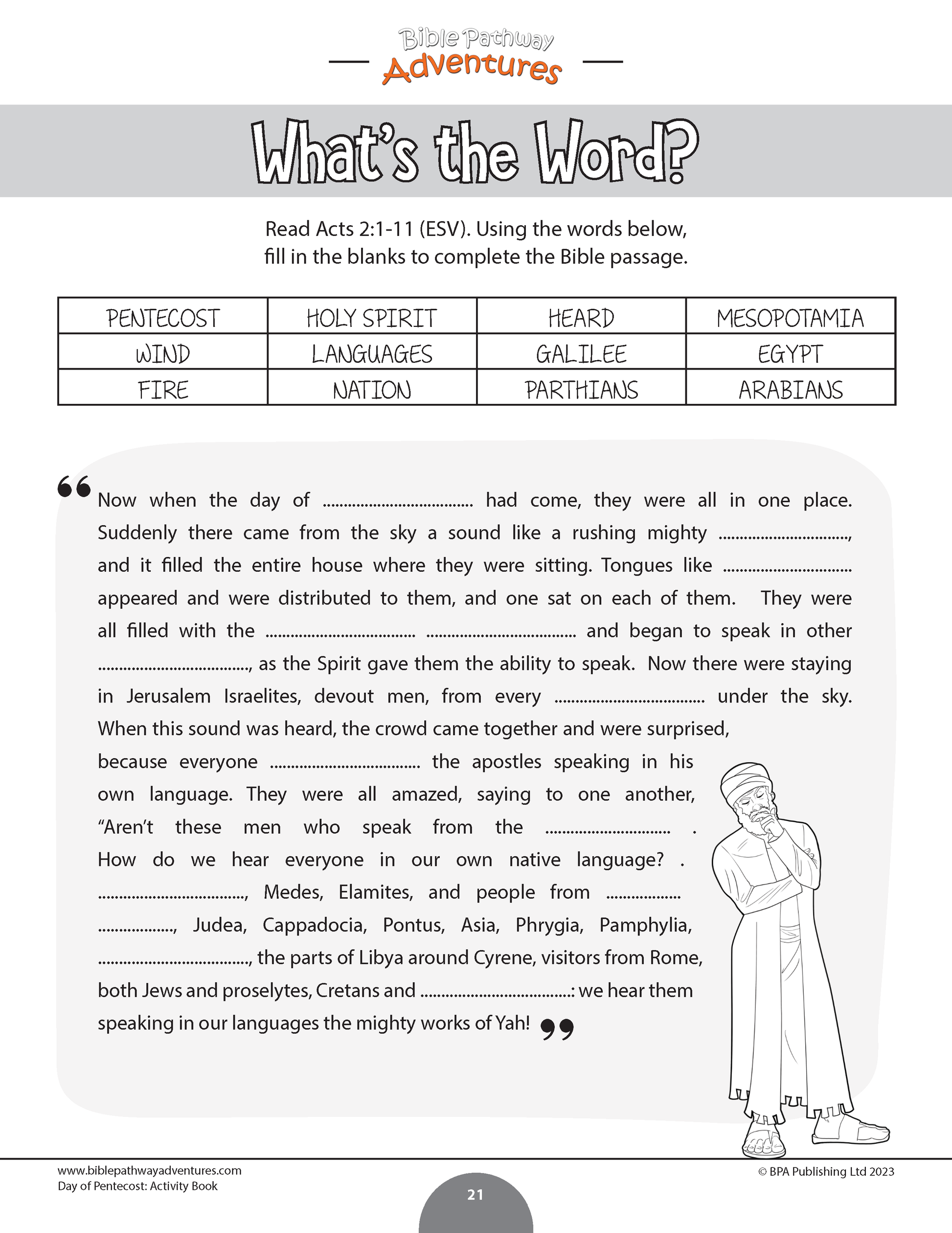 Day of pentecost activity book pdf â bible pathway adventures