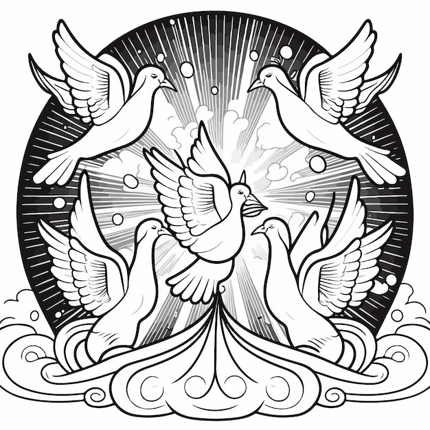 Un dibujo de una paloma pentecostãs pãritu santo vector premium