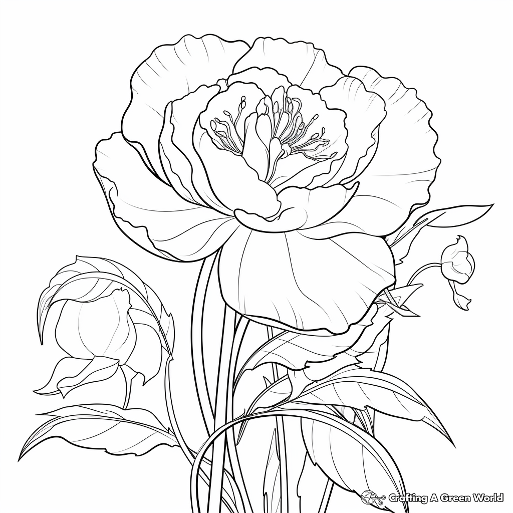 Peony coloring pages