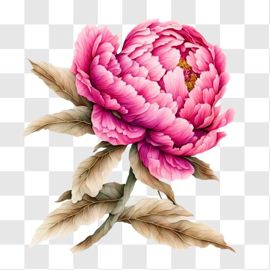 Download beautiful pink peony flower painting png online