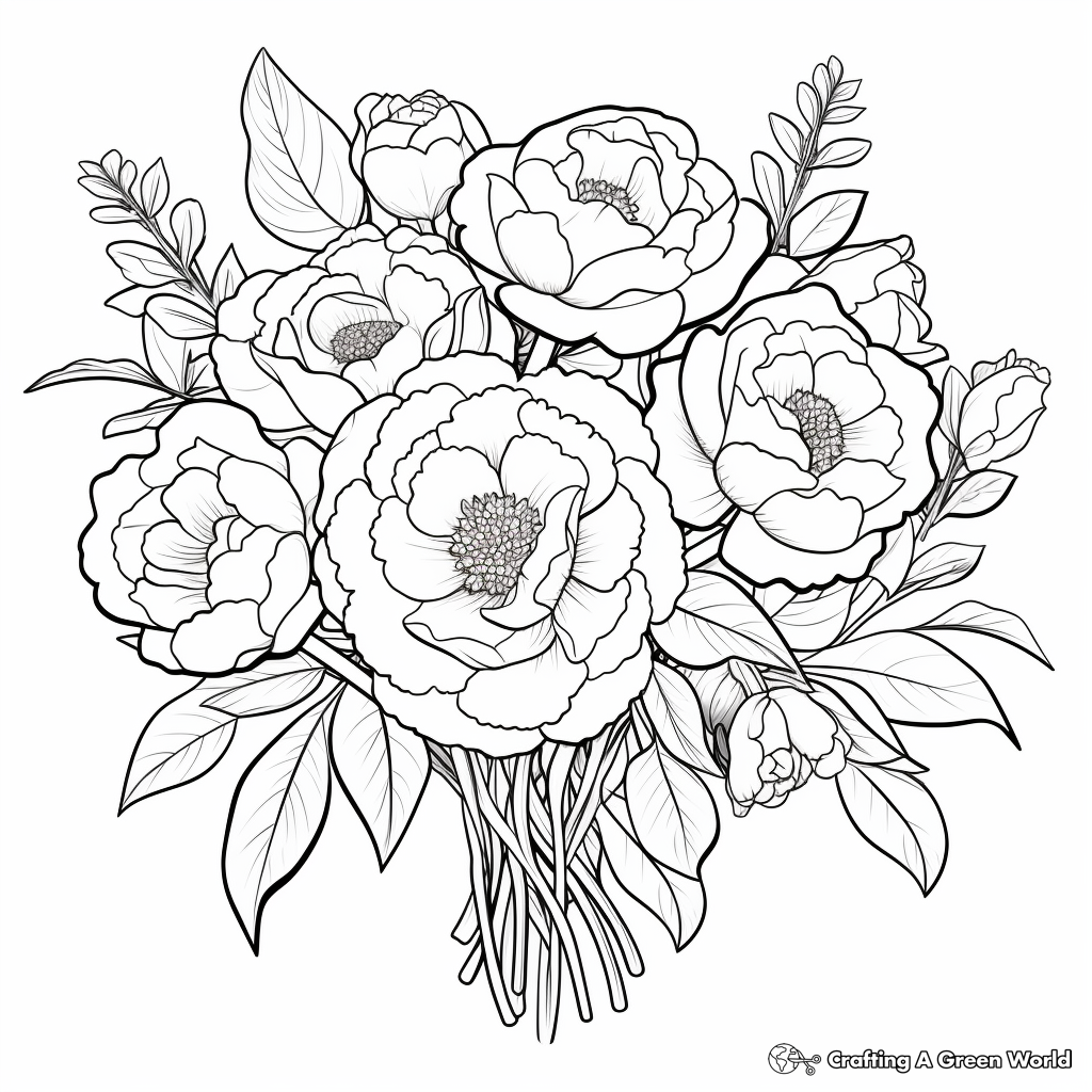 Peony coloring pages