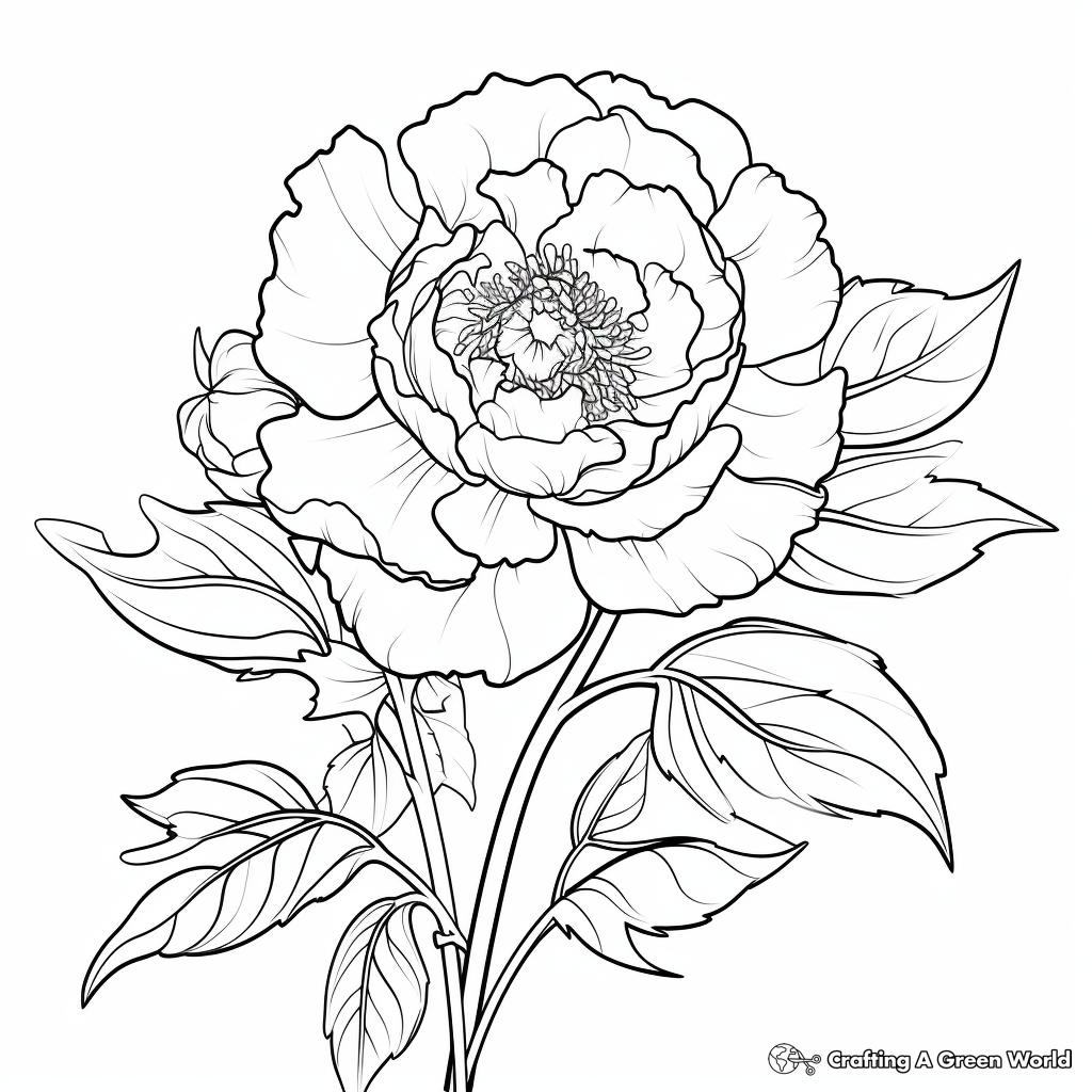 Peony coloring pages