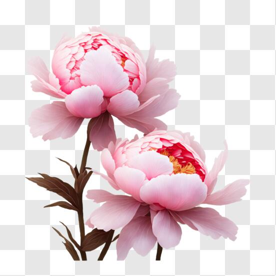 Download beautiful pink peonies with long stems png online