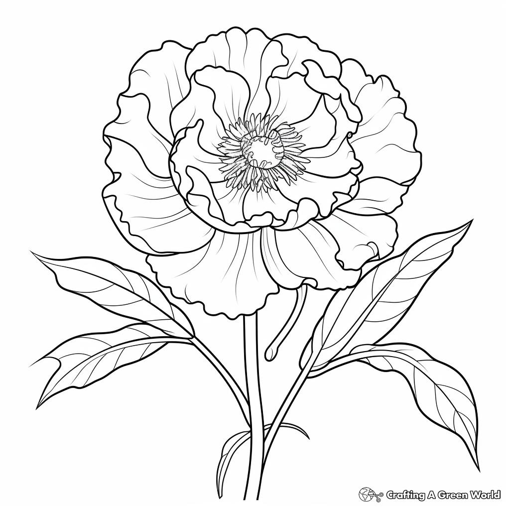 Peony coloring pages