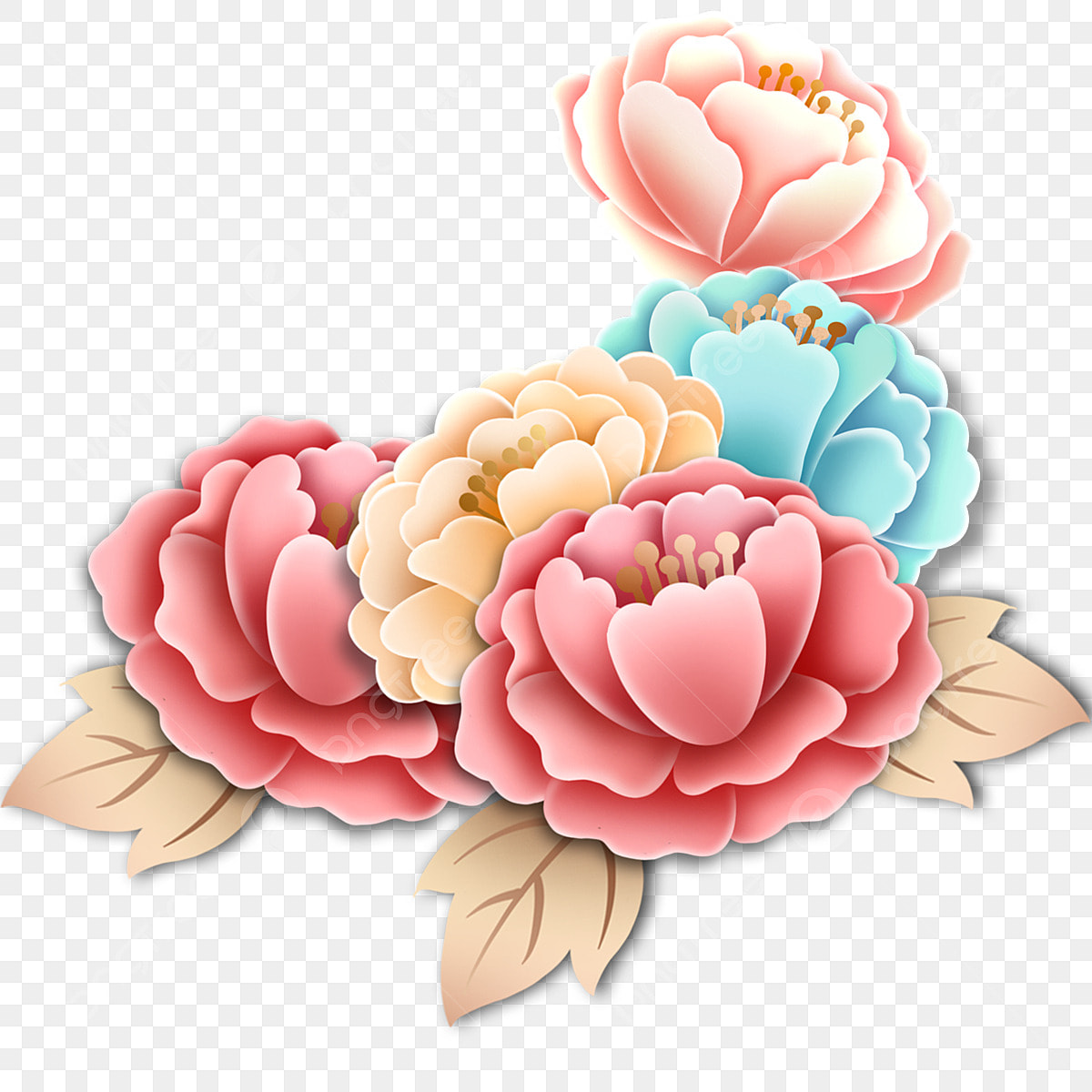 Peonies flower png picture cartoon beautiful peony flower flat style peony beautiful png image for free download