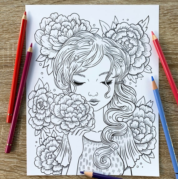 Peony pdf coloring page jeremiah ketner