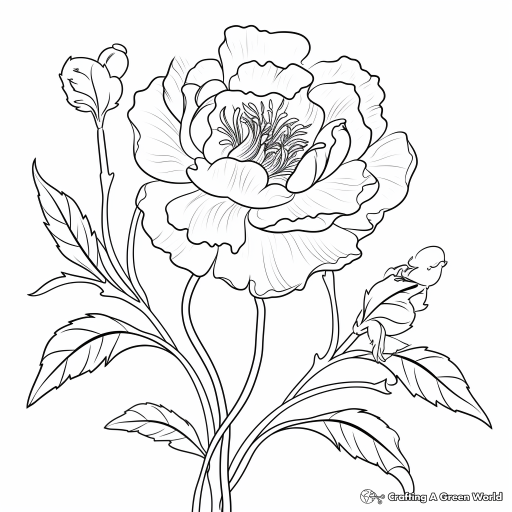 Peony coloring pages