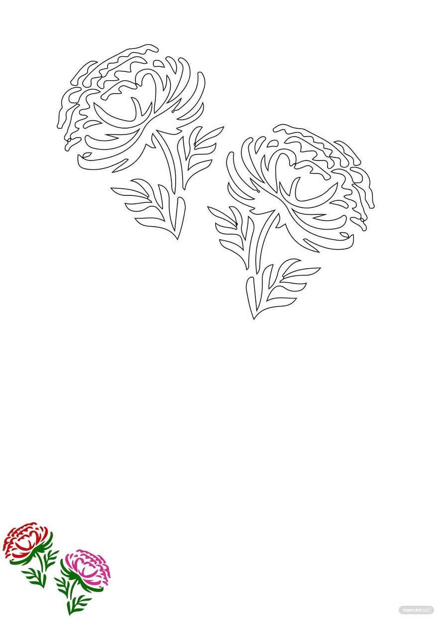 Free peony flower coloring page