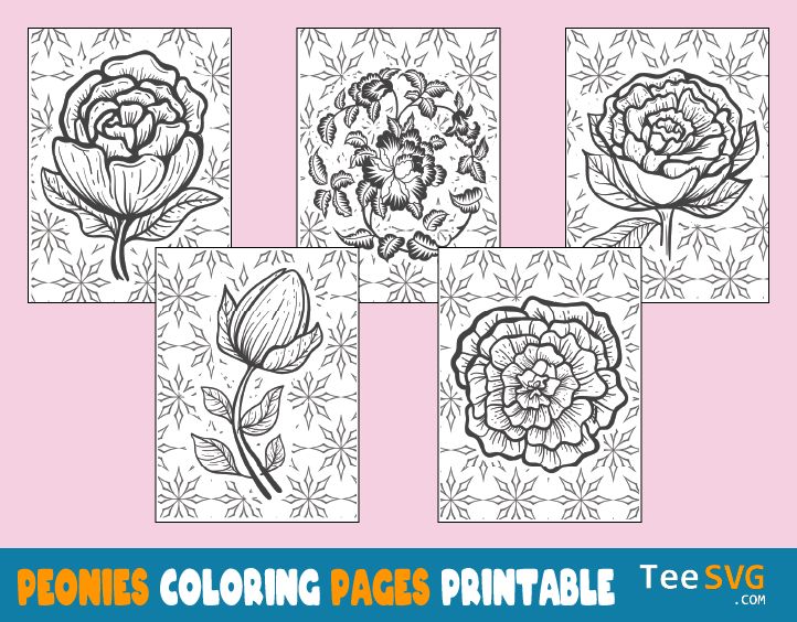 Peony coloring page printable pdf pages