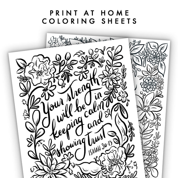 Print at home floral coloring sheets â seasoned with salt paperie