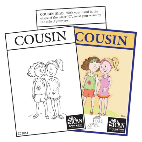 Asl flashcard cousin girl