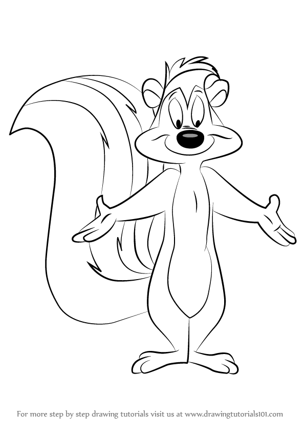 Learn how to draw pepã le pew pepã le pew step by step drawing tutorials mickey mouse drawings animal stencil art pepe le pew
