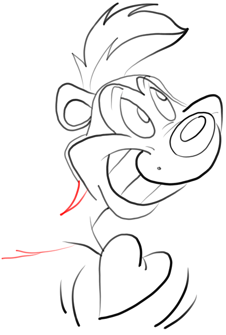 Step how to draw pepe le pew