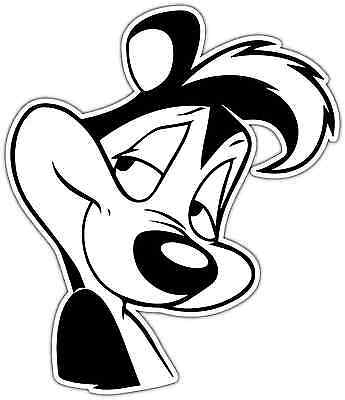 Pepe le pew french skunk face kids rtoon r bumper window sticker del x
