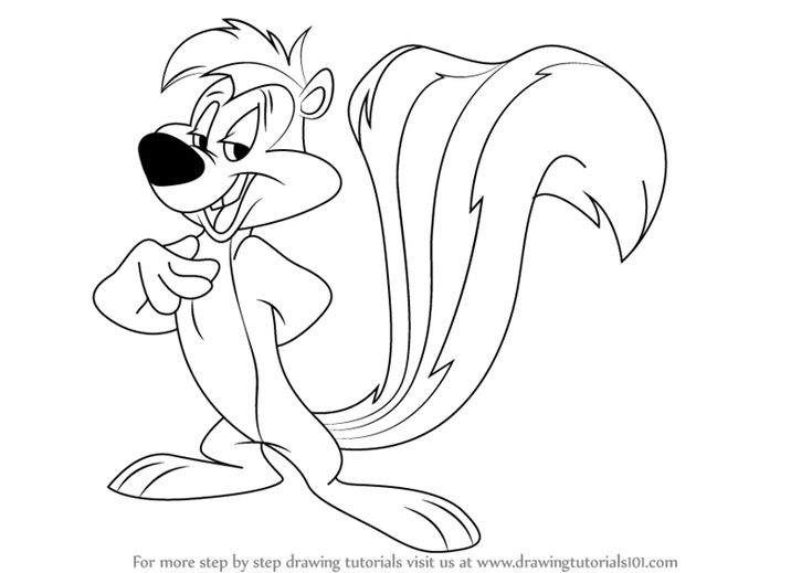 Pepã le pew is a male fictional black and white characterfrom looney tunes cartoon in this tutorial we will draâ drawings looney tunes characters bugs drawing