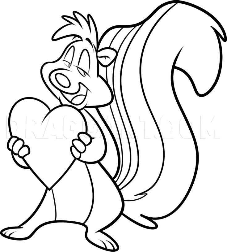 How to draw valentine pepe le pew step by step drawing guide by dawn dragoart valentine drawing valentines day drawing pepe le pew