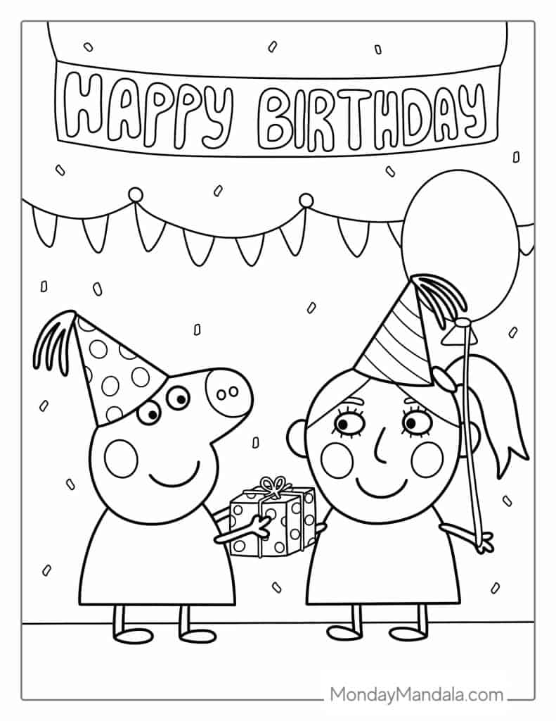 Peppa pig coloring pages free pdf printables