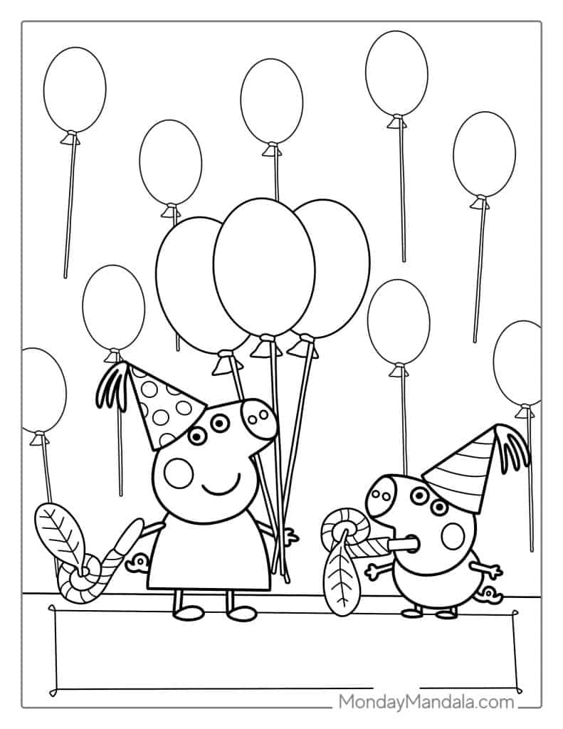 Peppa pig coloring pages free pdf printables